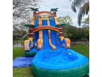 23FT tall Tiki Plunge Double Lane Slide with Deep Pool